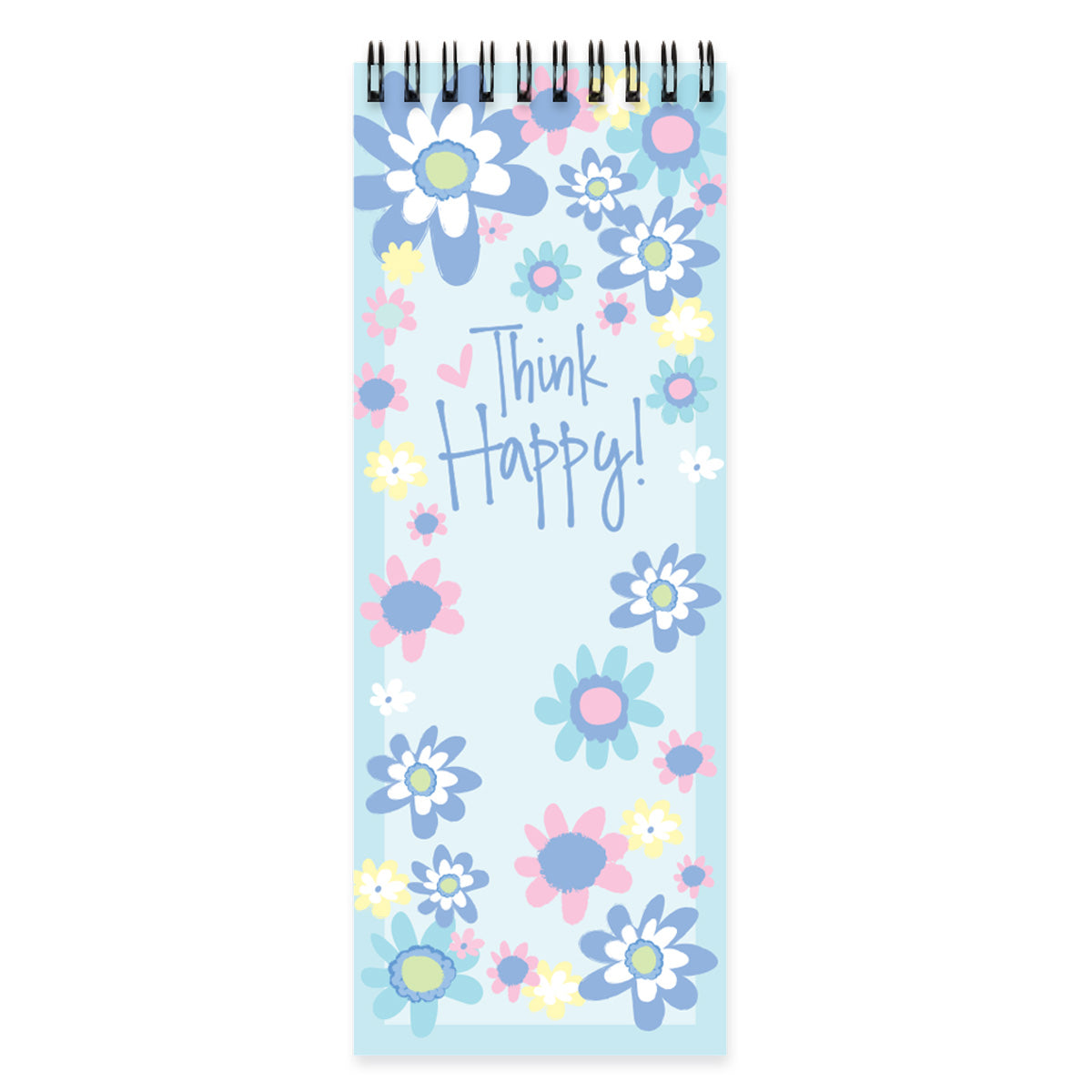 Think Happy Spiral Notebook with Blank Pages | Inspirational Floral Spiral Notebook