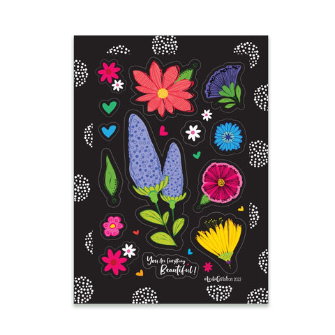 Wildflower Blossom Die Cut Sticker Sheet, Journal Stickers