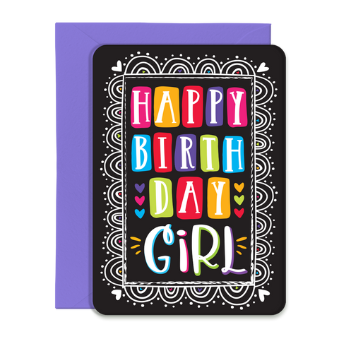 Happy Birthday Girl Greeting Card, Post Card with Envelope