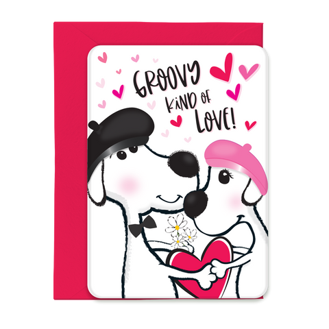 Groovy Kind of Love Post Card with Envelope, Lilly and Clancy Rescue Dogs