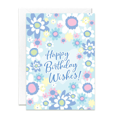 Happy Birthday Wishes Pastel Flowers Greeting Card