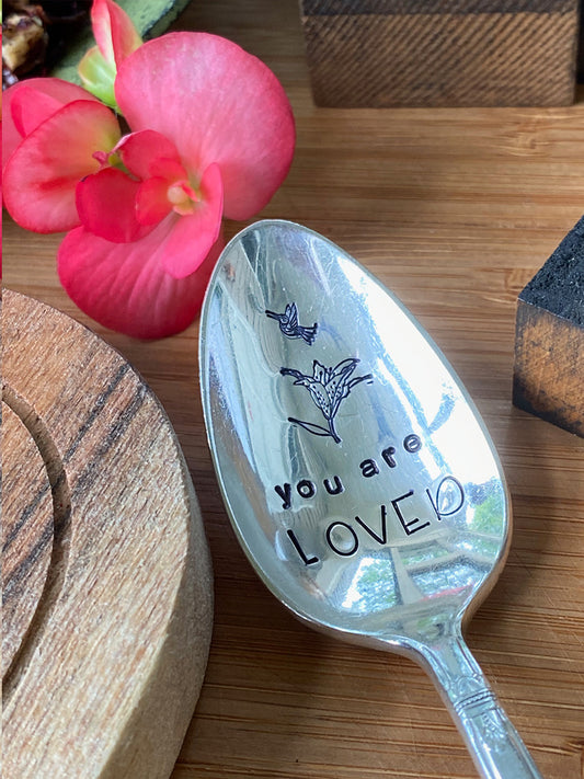 Vintage Hand Stamped Teaspoon | You Are Loved | Vintage Silver Plated Teaspoon