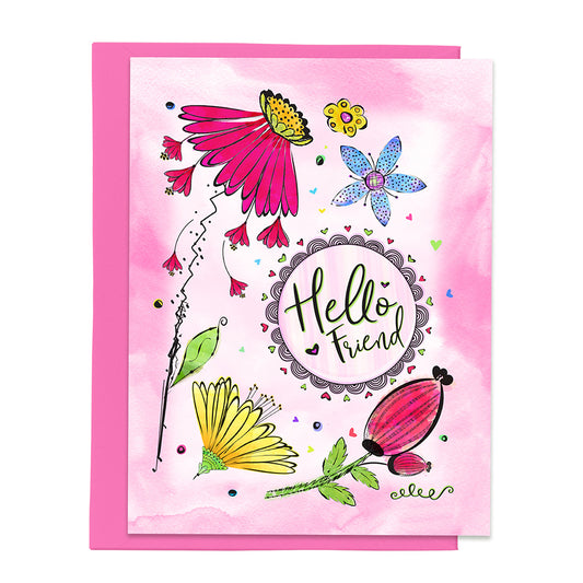 Hello Friend, Floral Greeting Card