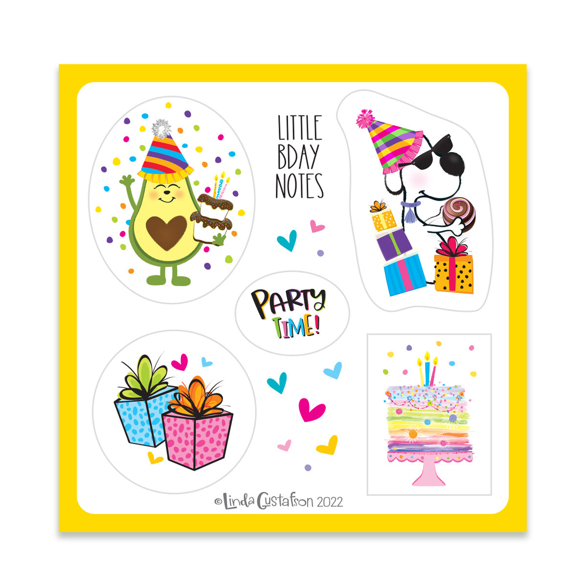Little Birthday Notes Die Cut Sticker Sheet, Die Cut Stickers, Envelope Seals