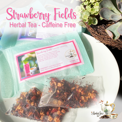 Cold Brew Ice Tea Pouch, Strawberry Fields Herbal Tea Blends