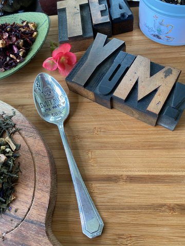 Vintage hand stamped teaspoon, vintage silver plated teaspoon