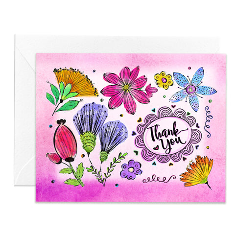 Thank You Floral Greeting Card, Stationery Note Card