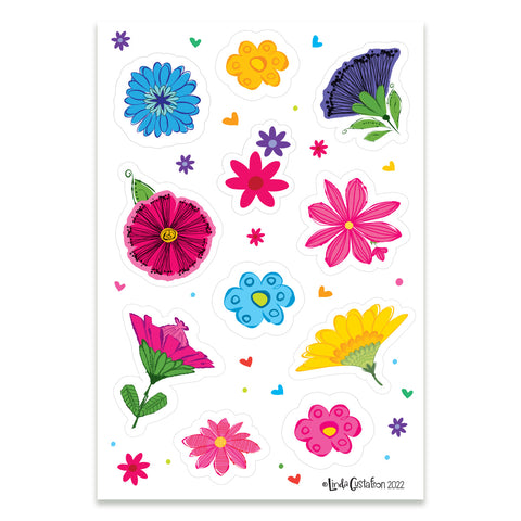 4x6 sticker sheet with 11 Wildflower Die Cut Stickers