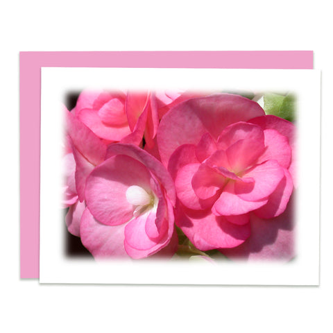 Pink Begonia Greeting Card, Stationery Note Card