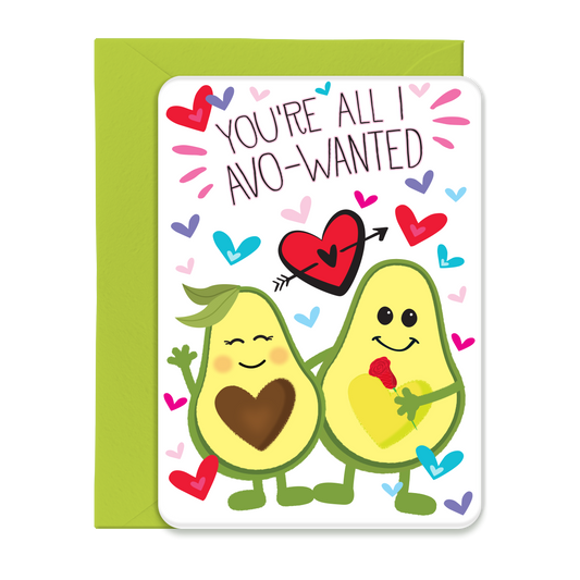You're All I Avo Wanted Post card with envelope, Love Card, Valentine Card