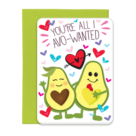 You're All I Avo Wanted Post card with envelope, Love Card, Valentine Card