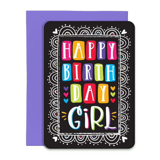 Happy Birthday Girl Greeting Card, Post Card with Envelope
