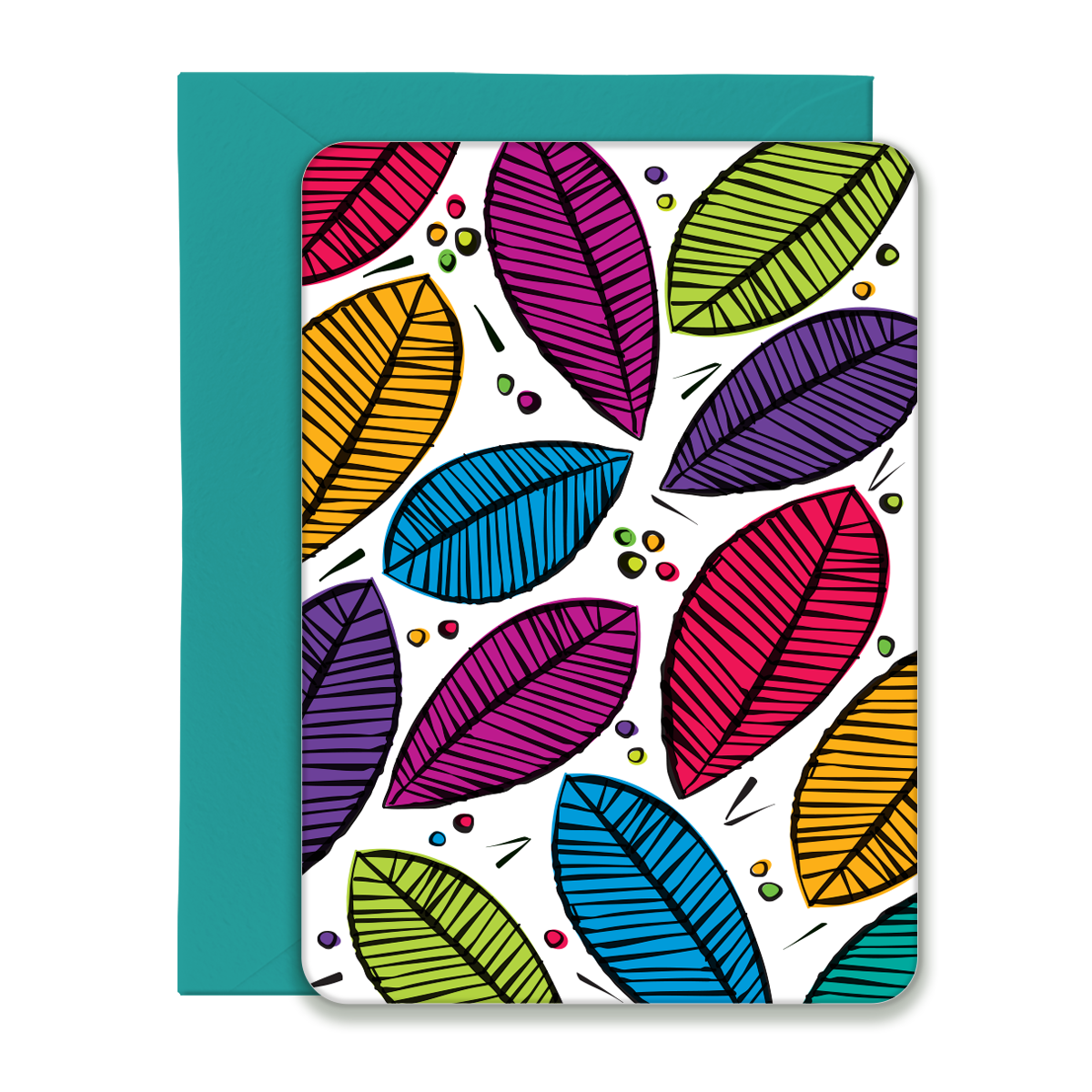 Tropical Leaves Pattern Greeting Card, Post Card with Envelope