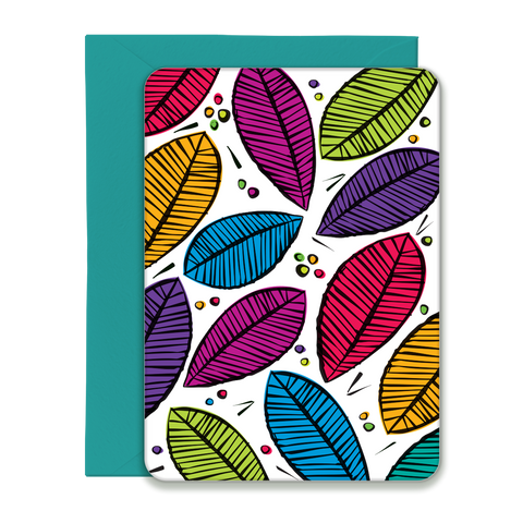 Tropical Leaves Pattern Greeting Card, Post Card with Envelope