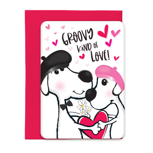 Groovy Kind of Love Post Card with Envelope, Lilly and Clancy Rescue Dogs
