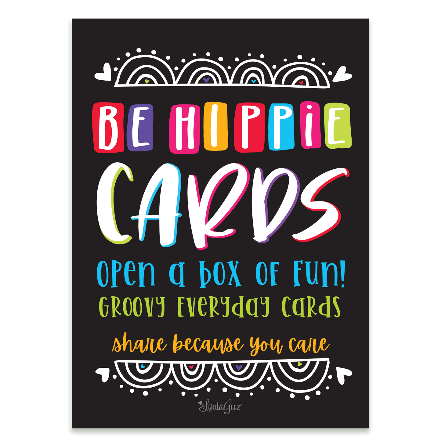 Be Hippie Box Card Set, 5x7 Post Cards Box Set