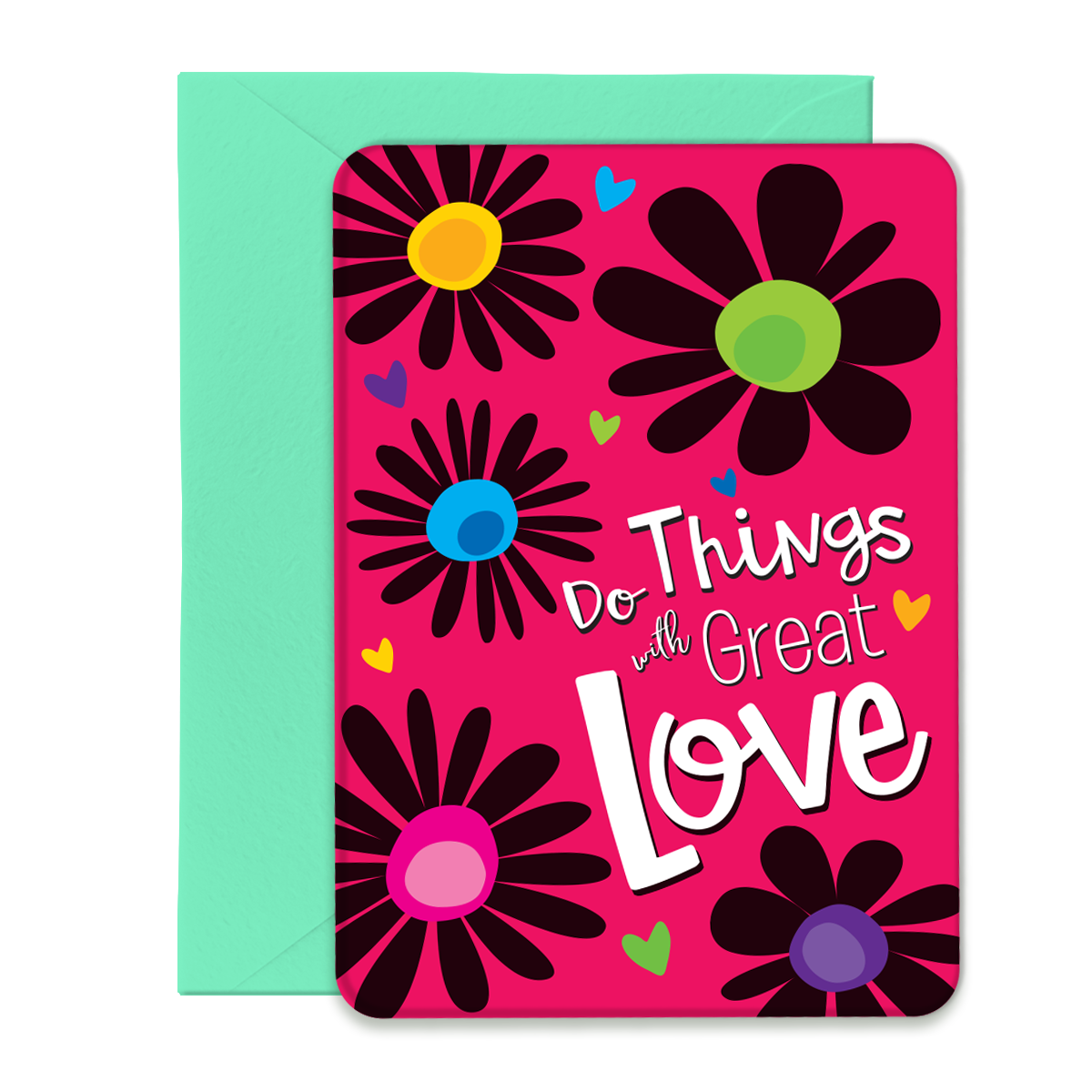 Do Things with Great Love Greeting Card, Post Card with Envelope