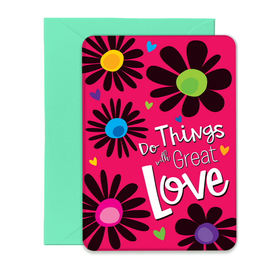 Do Things with Great Love Greeting Card, Post Card with Envelope