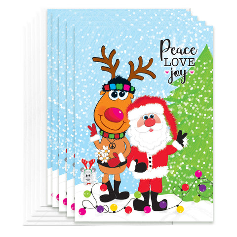 5 PACK Christmas Cards Peacer Love Joy Greeting Cards