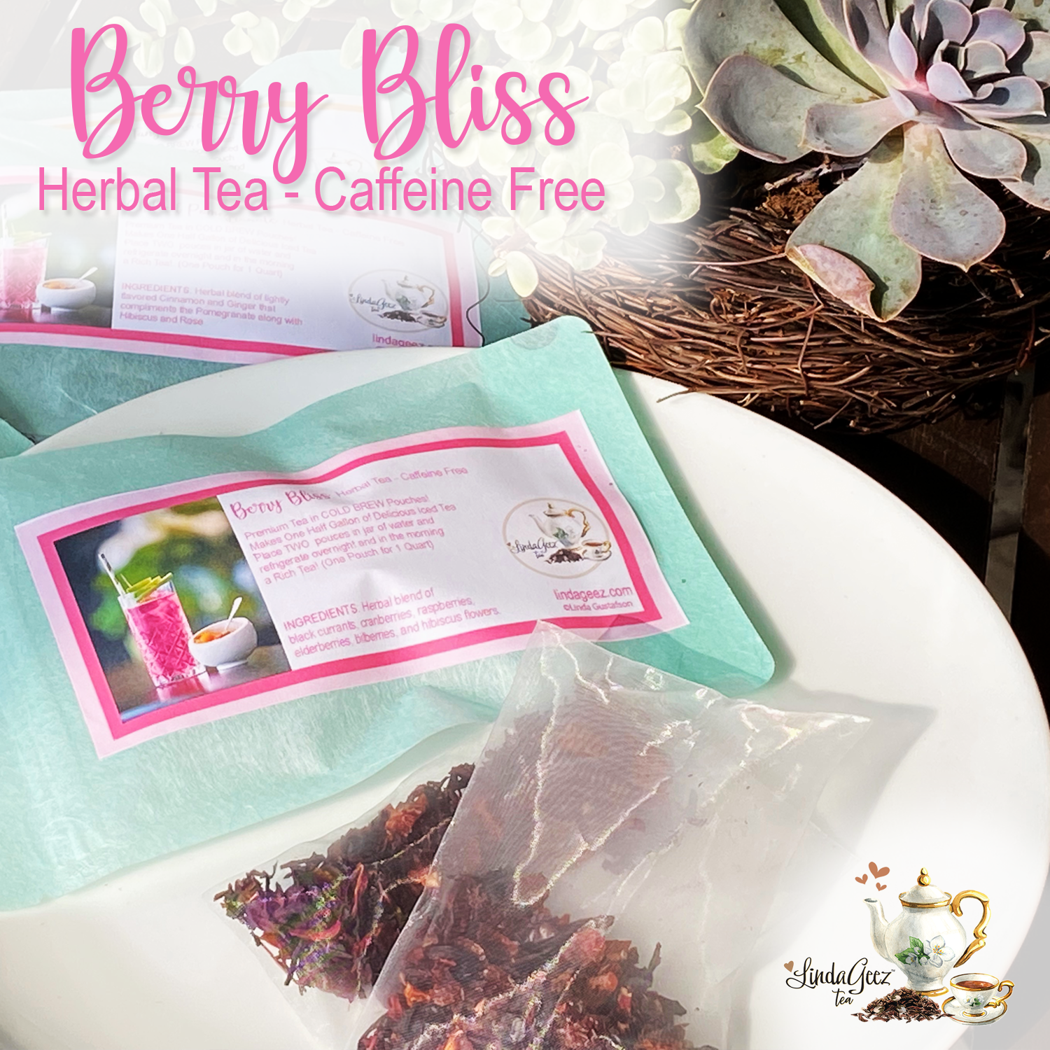 Cold Brew Ice Tea Bags, Berry Bliss Ice Tea, Herbal Tea