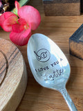 I love you a latte vintage hand stamped teaspoon