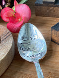 Vintage Hand Stamped Teaspoon | Tea Books Happy| Silver Plated Vintage Teaspoon