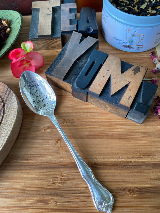 Vintage Hand stamped teaspoon, Cuppa Happy
