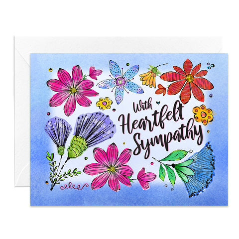 Heartfelt Sympathy Floral Greeting Card, Stationery Note Card