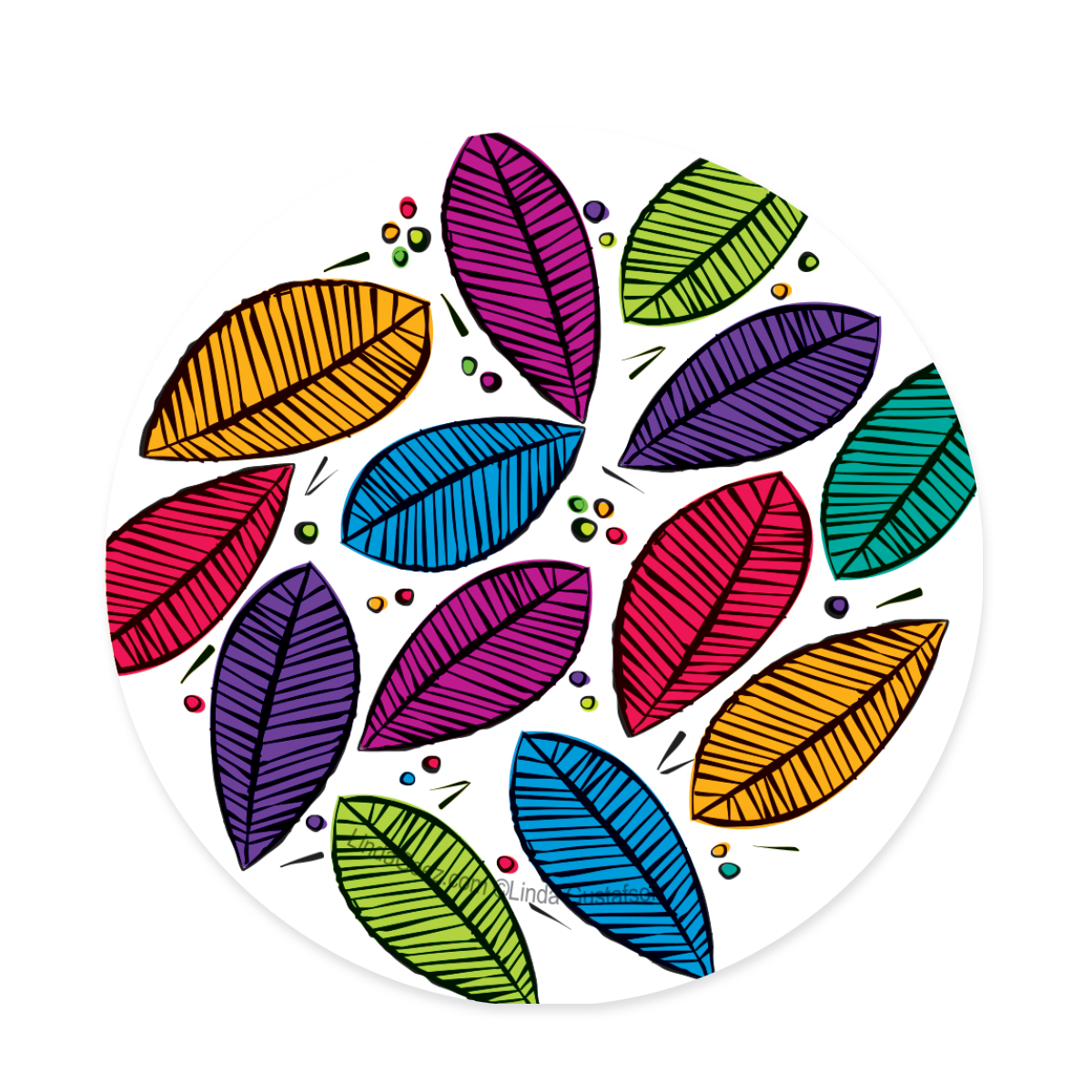 Dancing Leaves, Bold and Bright 3 inch round sticker