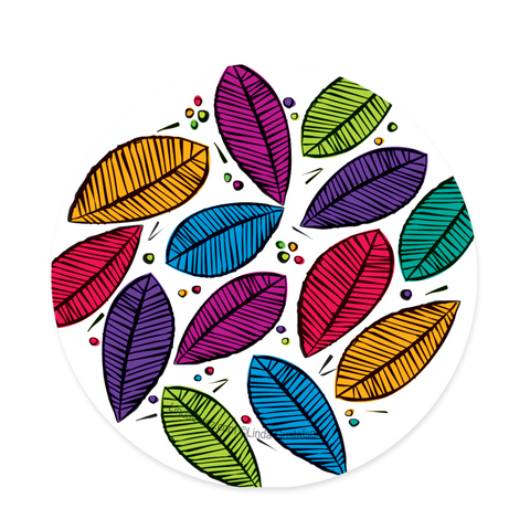 Dancing Leaves, Bold and Bright 3 inch round sticker