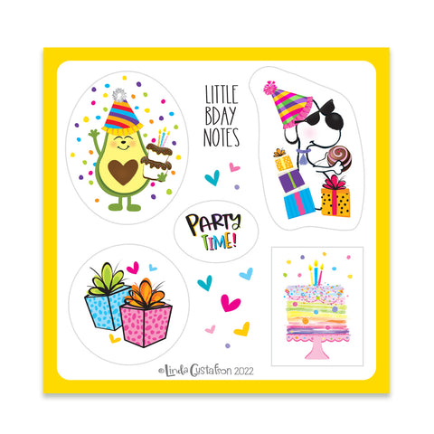 Little Birthday Notes Die Cut Sticker Sheet, Die Cut Stickers, Envelope Seals