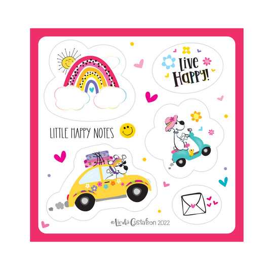 Little Happy Notes Die Cut Sticker Sheet, Die Cut Stickers, Envelope Seals