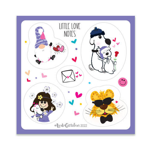 Little Love Notes Die Cut Sticker Sheet, Cut Stickers, Envelope Seals