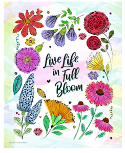 Live Live in Full Bloom Watercolor Wildflower Wall Print