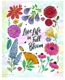 Live Live in Full Bloom Watercolor Wildflower Wall Print