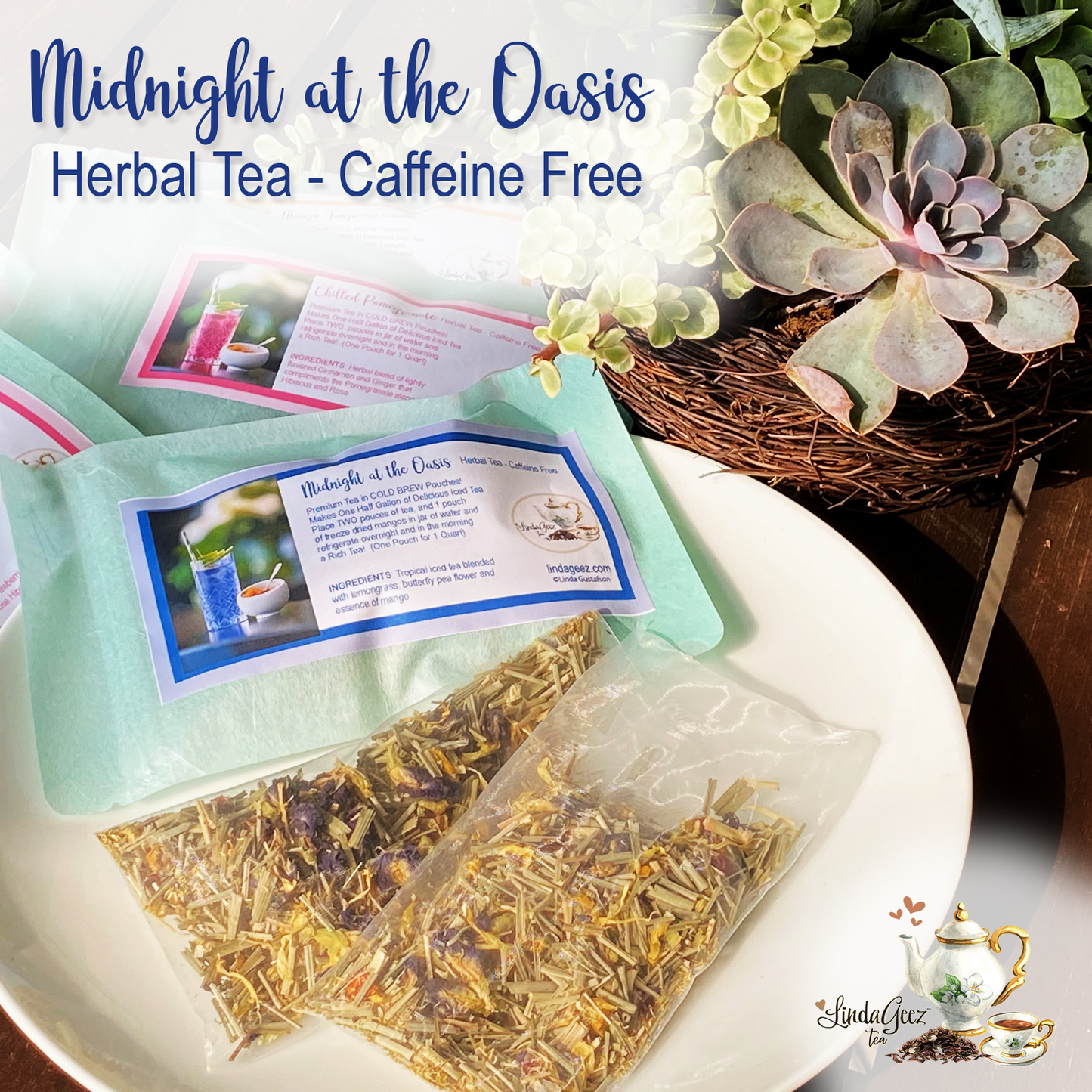 Cold Brew Ice Tea Bags, Midnight at the Oasis Herbal Tea Blend