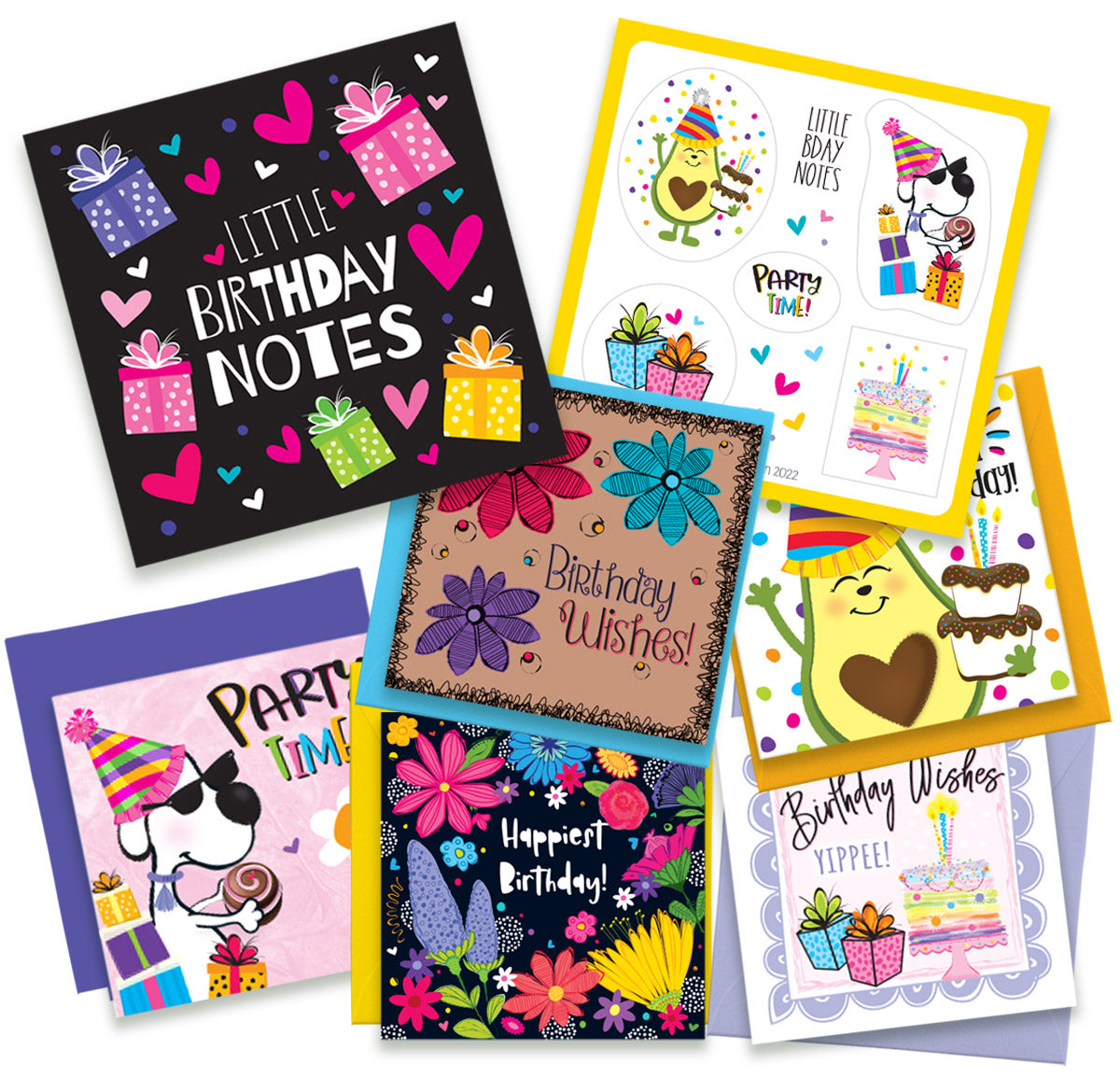 Little Birthday Notes Box Card Set with Stickers