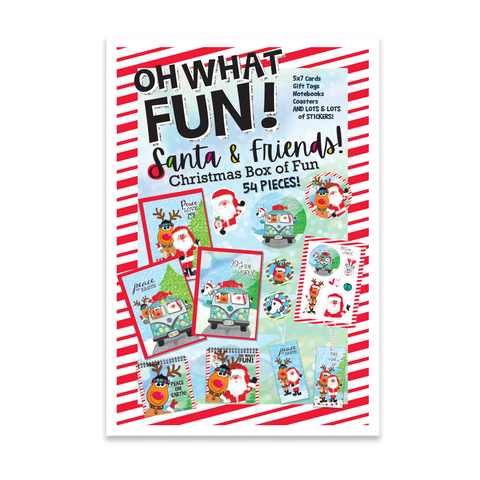 Limited Edition Oh What Fun Santa and Friends Box Card Set