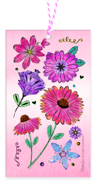 Pretty in Pink Watercolor Gift Tag Textured Natural Cotton blank backside with Bakers twine