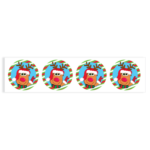 Christmas Sticker or Envelope Seal, Rudolph the Red Nose Reindeer