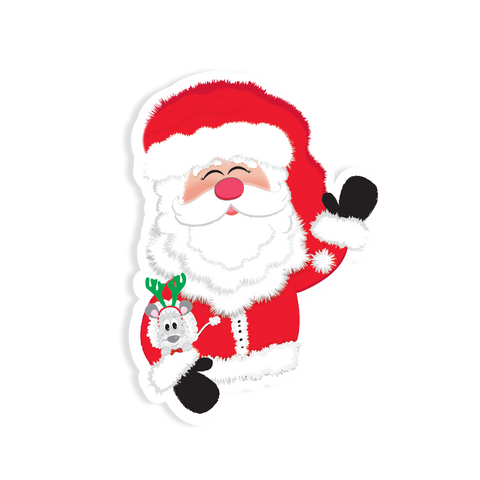 Santa and Kritter Sticker | Christmas Die Cut Sticker