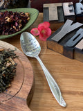 Vintage Hand Stamped Tea Spoon, Silver plated Teaspoon, Tea is to the Body as Music to the Soul