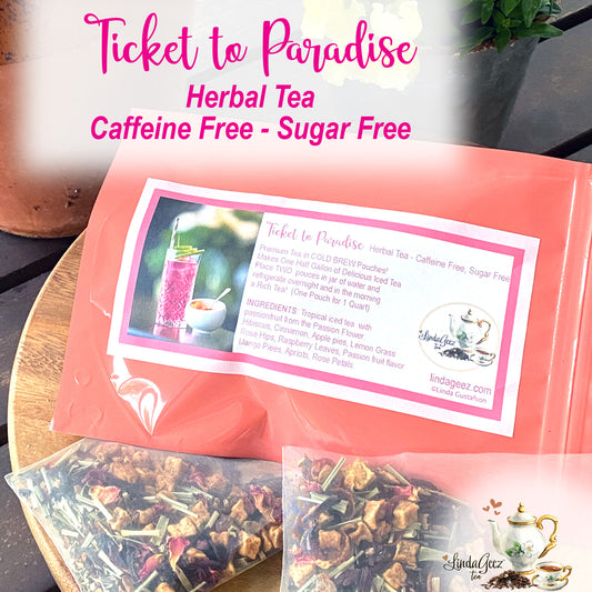 Cold Brew Ice Tea Pouch, Ticket to Paradise Ice Tea, Caffeine Free, Sugar Free