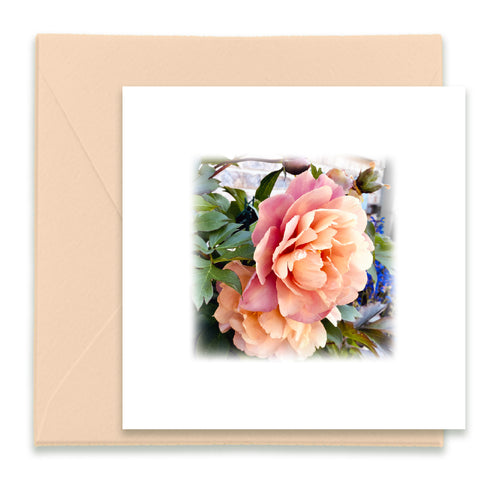 Twin Peony Garden Blooms Mini Greeting Card