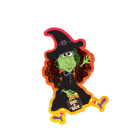 Wanda the Friendly Witch Sticker, Halloween Sticker